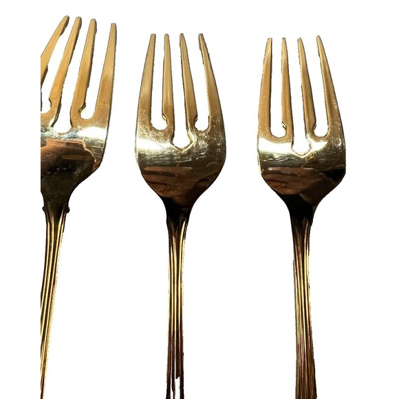 FB Rogers Golden Plated Electroplate American Chipendale 4 Forks Salad - Picture 9 of 15